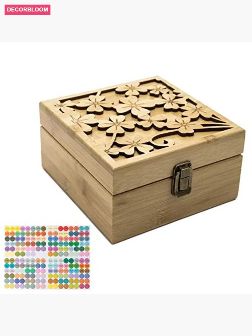 Wooden Essential Oil Storage Box with Label - Holds 25 Bottles